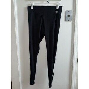 PINK Victoria's Secret Black Lattice Mesh Strappy Yoga Leggings M